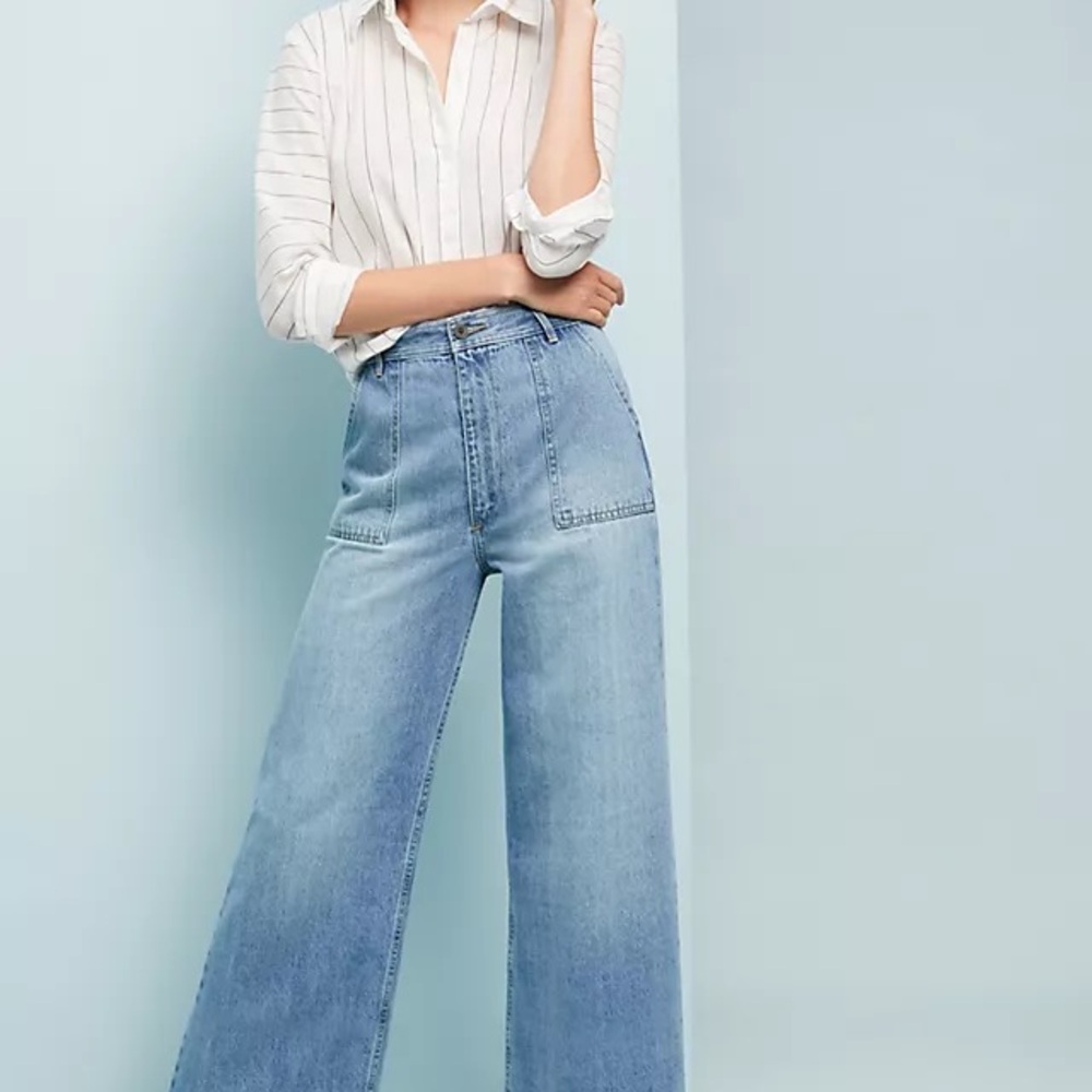 Frye Nadia Blue Flare Wide Leg Jeans high rise